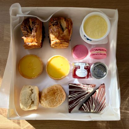 An overhead view of a picnic box for 2